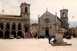 NORCIA - TOWN HALL AND ST. BENEDICT BASILICA