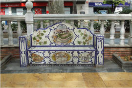 Beautiful Ceramic Park Bench in Marbella Spain near Hotel El Fuerta